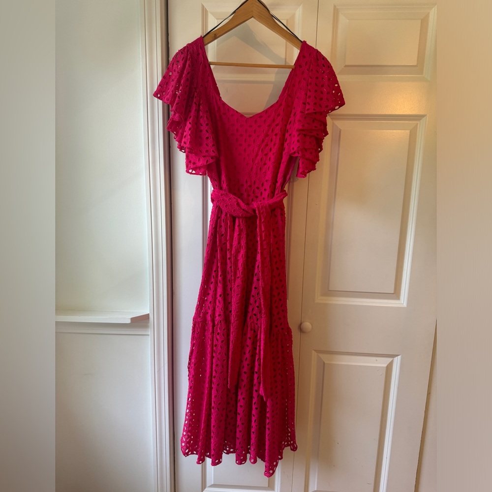Zara XS fuschia eyelet maxi dress NWT ORIGINAL. $119
